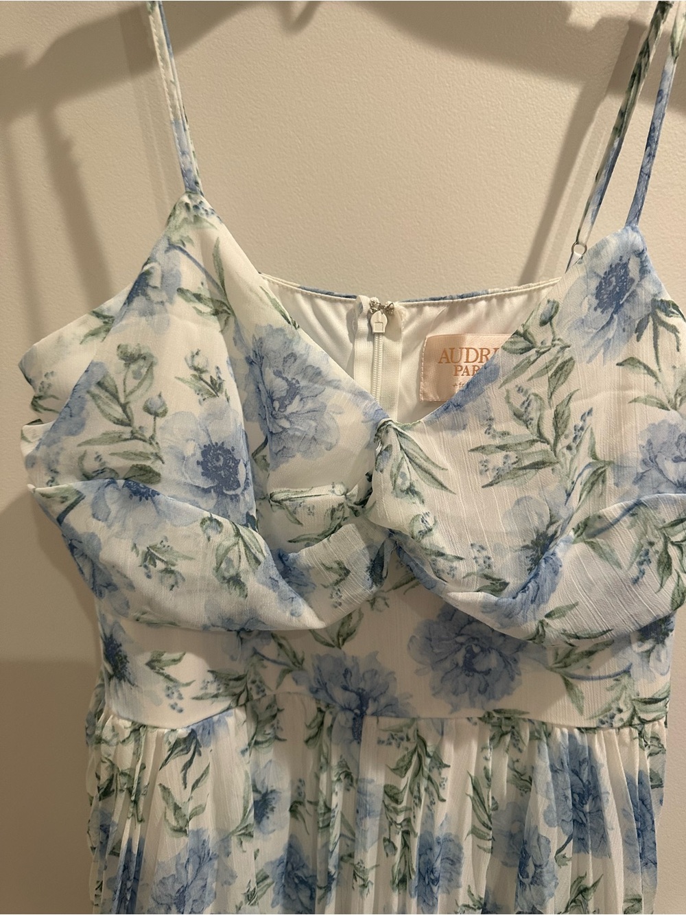 Women’s Blue Floral Spaghetti-Strap Dress - Picture 2 of 12